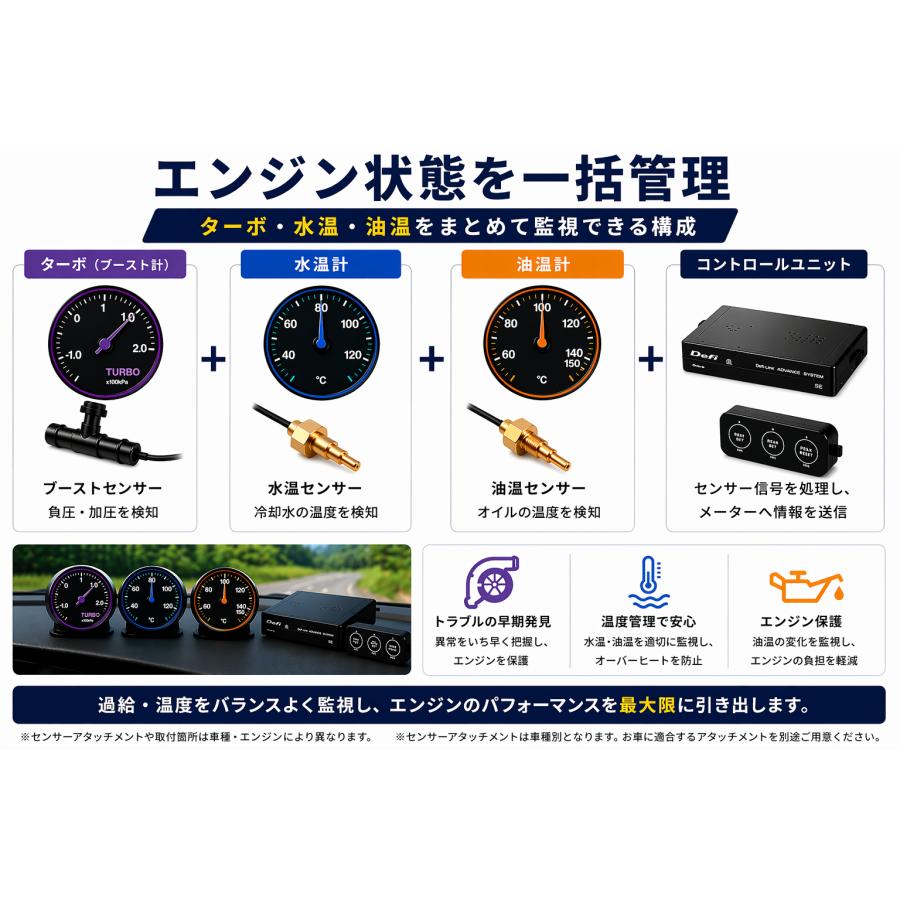 即納【Defi正規品】ADVANCE A1 60φ ターボ 水温 油温 4点セット DF17701付 | Defi | 01