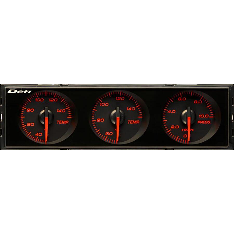 Defi（デフィ） Defi DIN-Gauge Style21 3連メーター 黒文字板 赤照明