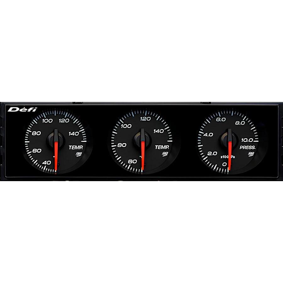 Defi 在庫有 DIN-Gauge Style98 Hommage 3連メーター 黒文字板