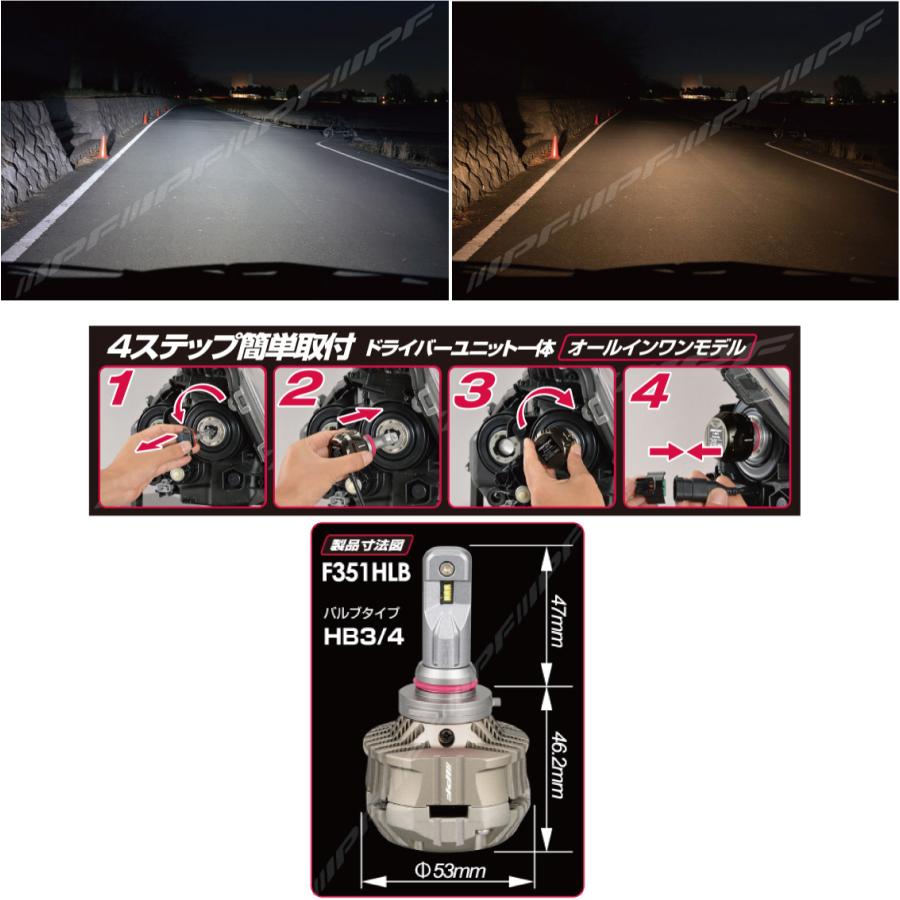 IPF  LED　ヘッドランプバルブ Fシリーズ　6500K HB3/4 F351HLB 5000ルーメン　12V/24V　車検対応 ３年保証 led ヘッドライト｜supreme｜05