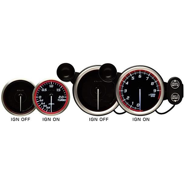 Defi デフィ Racer Gauge　N2 60Φ（レッド） ターボ計（2.0K） （ブースト計） ＆ 温度計×２（油温計又は水温計）　「送料無料！！」