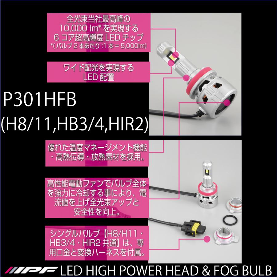 IPF P301HFB LEDヘッドライトバルブ H8 H11 HB3 HB4 6500K 車検対応 日本製 2年保証 高輝度 ロービーム重視 オールインワン_6