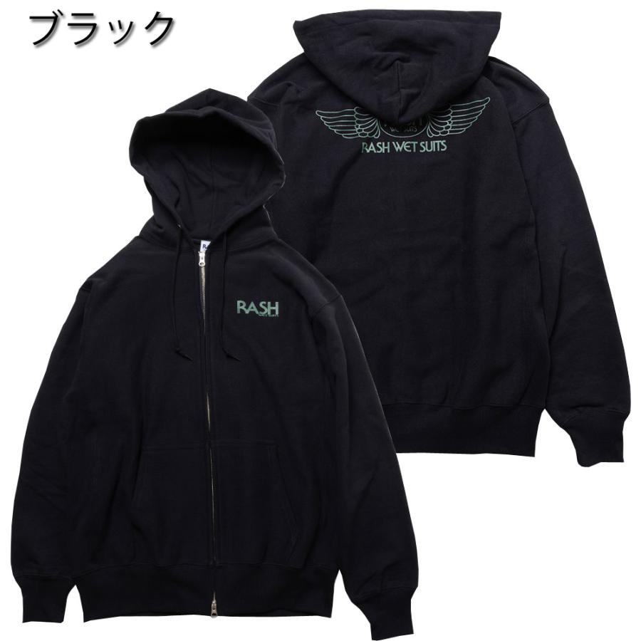 2025 RASH 羽バックプルジップパーカー 新品 2025 RASH ラッシュ 羽バック フルジップ パーカー メンズウェア