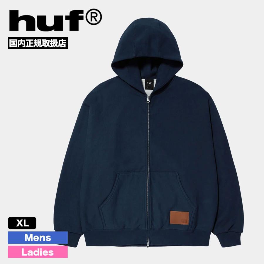 HUF（ハフ） ジップパーカー メンズ レディース レザーパッチ シンプル