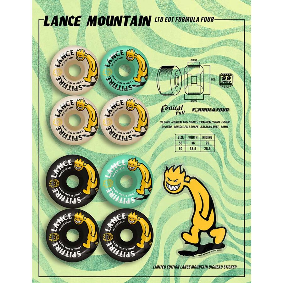 スケートボード Vintage spitfire Lance Mountain & SF WHL ウィール スケボー スピットファイアー F4 99A 56mm Conical Full