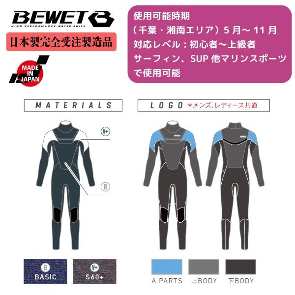 BEWET ビーウェット メンズ ウェットスーツ 3MM フルスーツ フロント