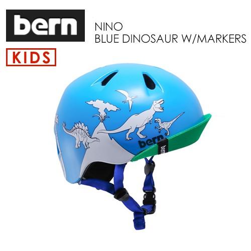 送料無料 bern バーン 子供用 ヘルメット スケボー スノボー 自転車 ジャパンフィット/NINO BLUE DINOSAUR W