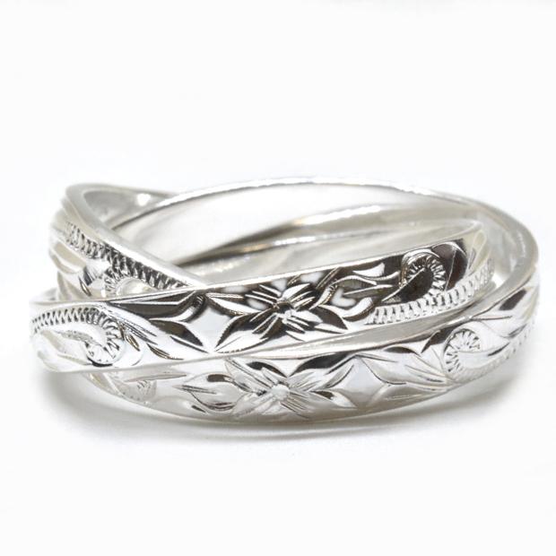 ハワイアンジュエリー リング 指輪 レディース シルバー925 3連 刻印