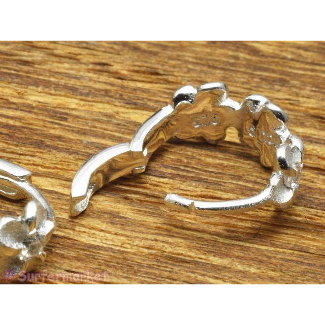 ハワイアンジュエリー ピアス ジルコニア プルメリア レイ リングピアス フープ シルバー925 ハワジュの画像