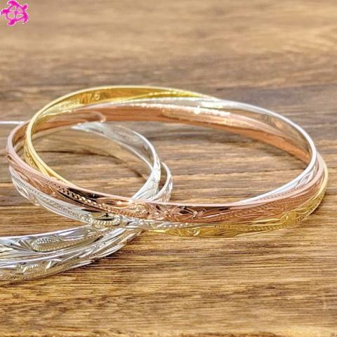 ハワイアンジュエリー　バングル　シルバー925にゴールドコーティング Amazon | [silver KYASYA]ハワイアンジュエリー ゴールド