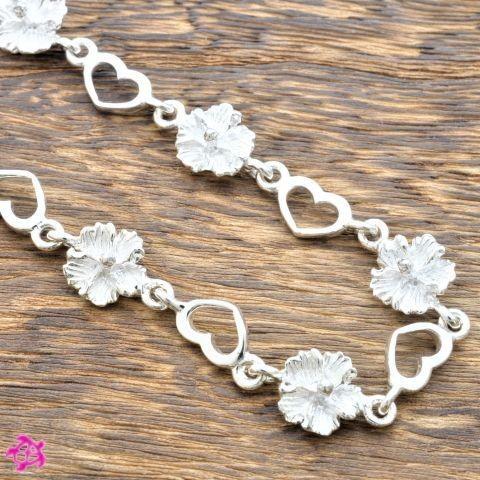ハワイアンジュエリー ブレスレット レディース ハイビスカス オープンハート シルバー925 ハワジュ