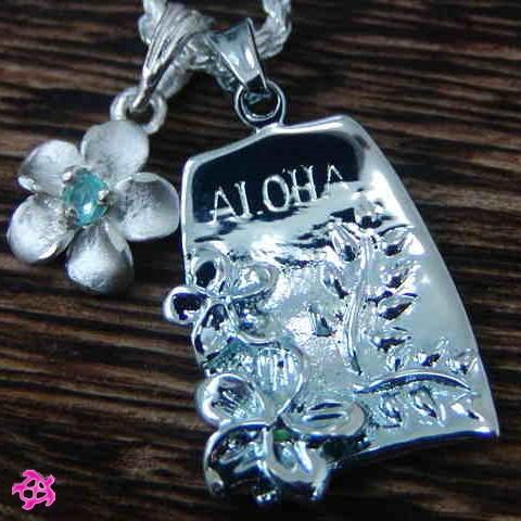 ハワイアンジュエリー ペンダント レディース ALOHA ボディーボード シルバー925 プレゼントの画像