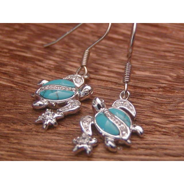ハワイアンジュエリー ピアス レディース ターコイズ 海がめ honu ホヌ  