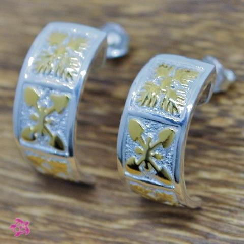 ハワイアンジュエリー ピアス レディース フープ ハワイアンキルト 