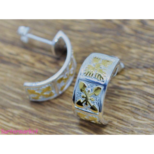 ハワイアンジュエリー ピアス レディース フープ ハワイアンキルト 