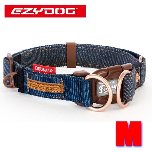 EZYDOG/イージードッグ　デニムコレクション ダブルロックカラー/DENIM DOUBLE UP COLLAR 犬用首輪　Mサイズ　中型犬用 [返品、交換及びキャンセル不可]｜surfingworld