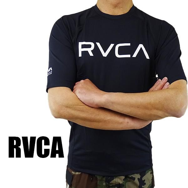 RVCA/ルーカ メンズ半袖ラッシュガード S/S RASHGUARD BLACK  UVA/UVB 男性用水着 UVカット 0120[返品、交換及びキャンセル不可]｜surfingworld