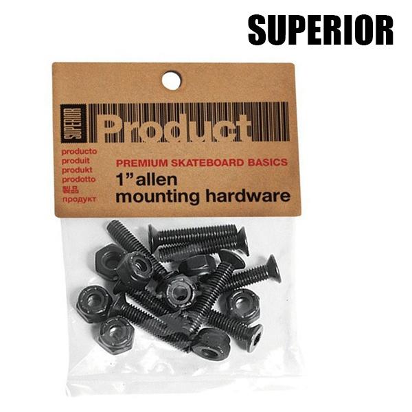 SUPERIOR/スペリオル 1 ALLEN MOUNTING HARD WARE/ハードウェア 六角 1 インチ ボルト/ビス/ナット スケボーSK8 袋パッケージ  [返品、交換及びキャンセル不可]