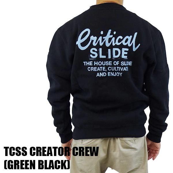 値下げしました！TCSS/The Critical Slide Society CREATOR CREW GREEN BLACK メンズ 長袖 トレーナー スウェット ロゴプリント[返品、交換及びキャンセル不可]｜surfingworld｜02