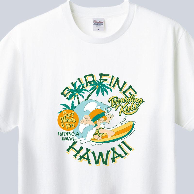 ぽあろん サーフボード柄 半袖Tシャツ ホワイト ぽあろん サーフボード