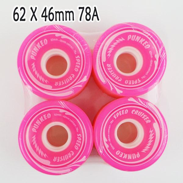 YOCAHER PUNKED SPEED CRUISER LONGBOARD WHEEL 62×46mm 78a SOLID PINK スケートボード ウィール white[返品、交換不可]｜surfingworld