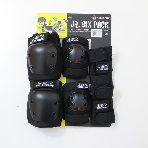 187 JUNIOR SIX PACK スケート プロテクター キッズ用 KNEE ELBOW WRIST 膝・肘パッド・リストガード  BLACK