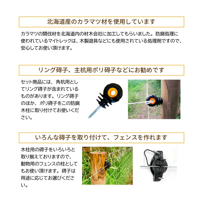 マイトレック防腐処理済み】 防腐木柱60φx1200mm（先削/1本） 北海道産 