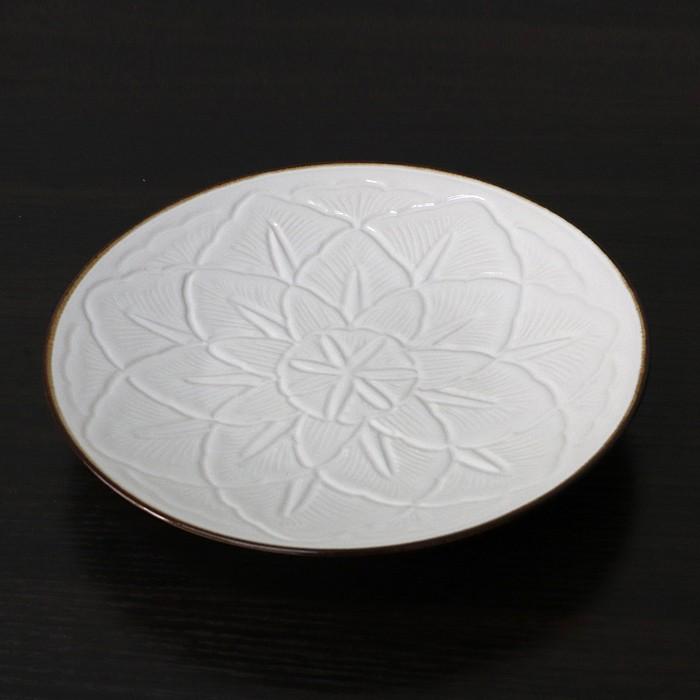 有田焼 JICON 磁今 花彫皿 中皿（渕錆） 大治将典デザイン φ182×h30