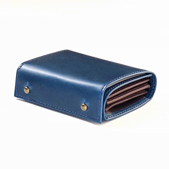 コンパクトな財布　m+ エムピウ MILLEFOGLIE2  Pigブルーチョコ30（W110×H85×D35mm）（送料割引対象外品） | m+（革製品）