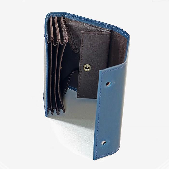 コンパクトな財布　m+ エムピウ MILLEFOGLIE2  Pigブルーチョコ30（W110×H85×D35mm）（送料割引対象外品） | m+（革製品） | 03