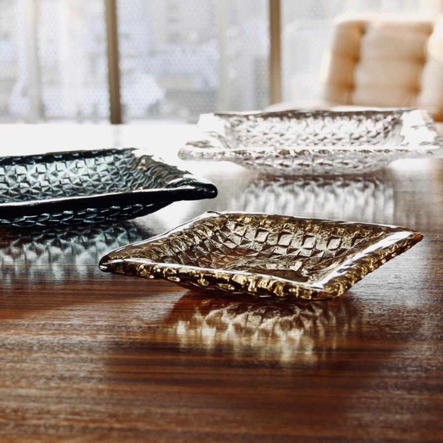 Sugahara ガラス皿 3枚セット クリア インディゴ箱有り Sugahara