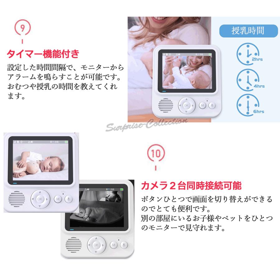 ベビーモニター 見守りカメラ ズーム 暗視設定不要 Wi-Fi不要 ベビーモニター 見守りカメラ ズーム機能 ペットカメラ パンチルト