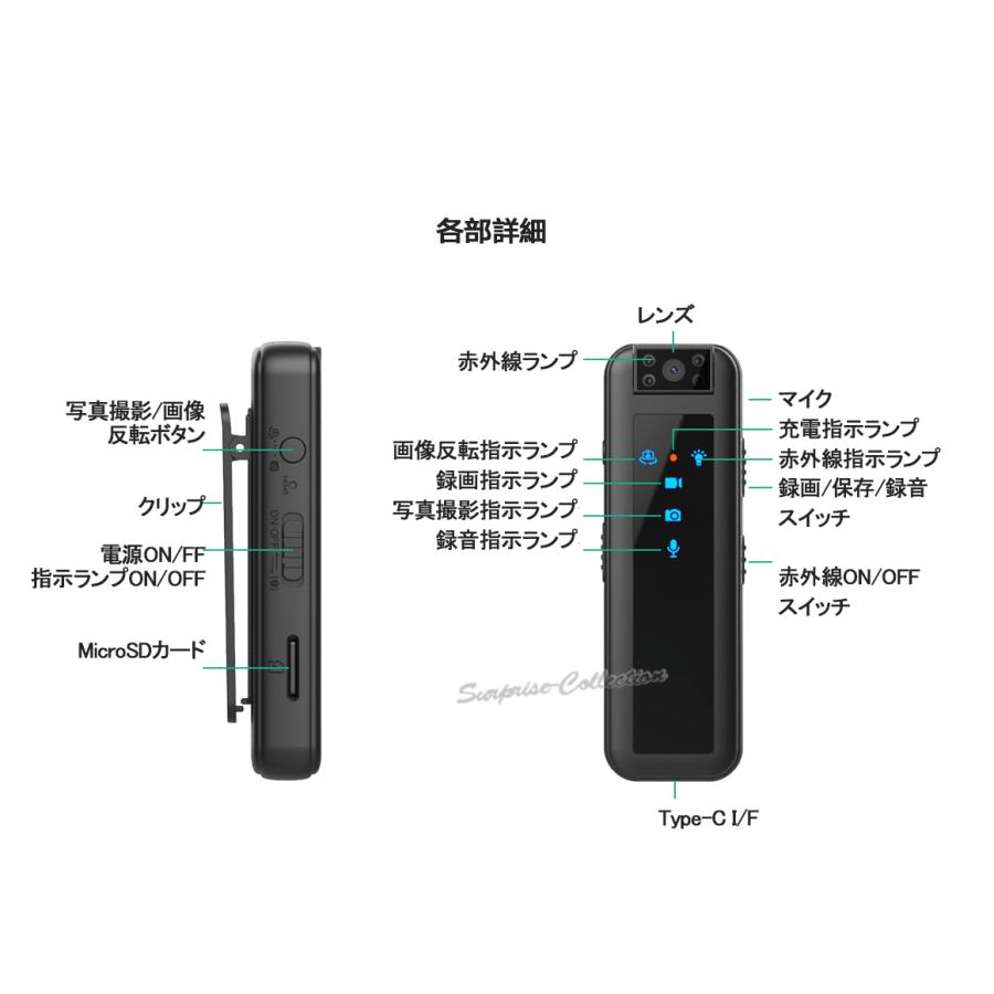 防犯カメラ 小型ビデオカメラ ワンタッチ録画 5時間録画 クリップ式