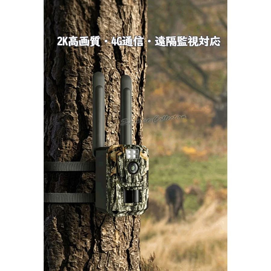 4G トレイルカメラ 2K高画質 野生動物観察カメラ 遠隔監視 8000mAh大