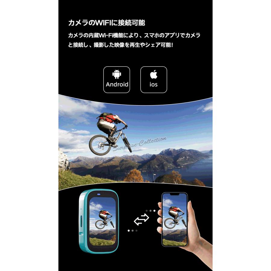 4K超小型カメラ タッチスクリーンハンズフリー録画 スポーツ 自転車用