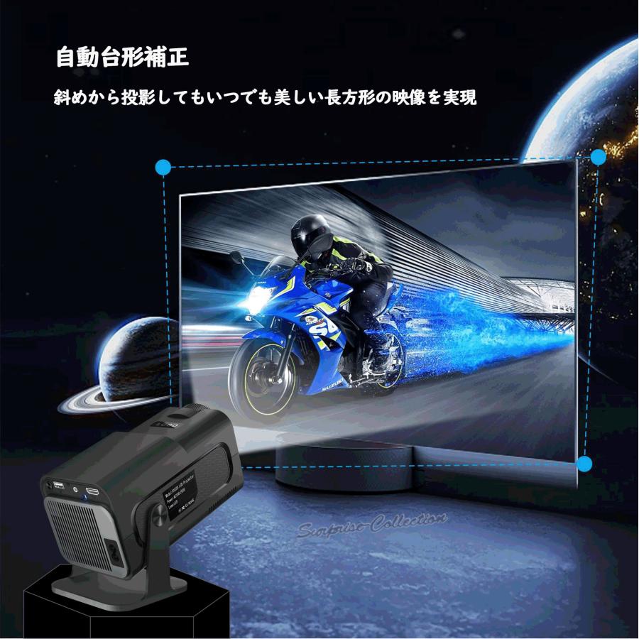 プロジェクター 小型 Android搭載 天井投影 WiFi6 Bluetooth5.0 4K対応