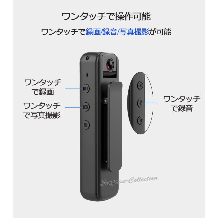防犯カメラ 小型ビデオカメラ 電池録画 180°レンズ回転可 クリップ式