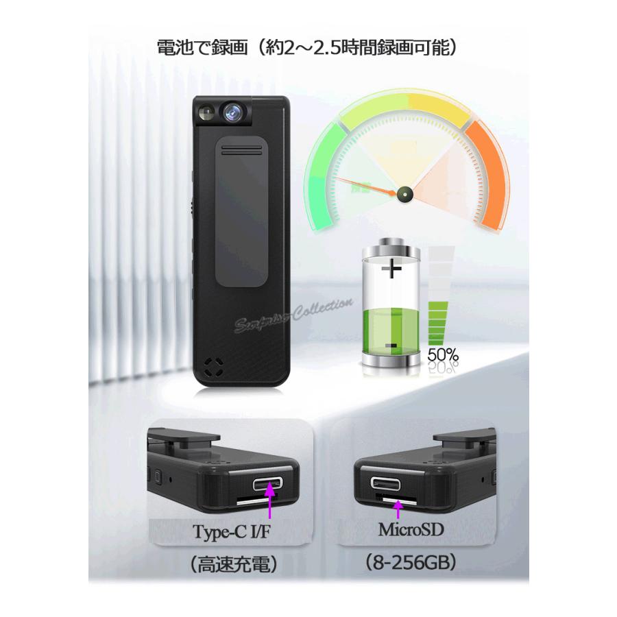 Display付きレコーダー 小型カメラ クリップ型 ビデオカメラ 内蔵電池