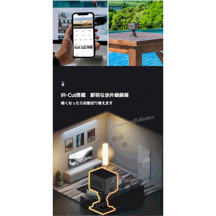 防犯カメラ ワイヤレス WiFi 小型 30日間待機 200万画素 不可視赤外線