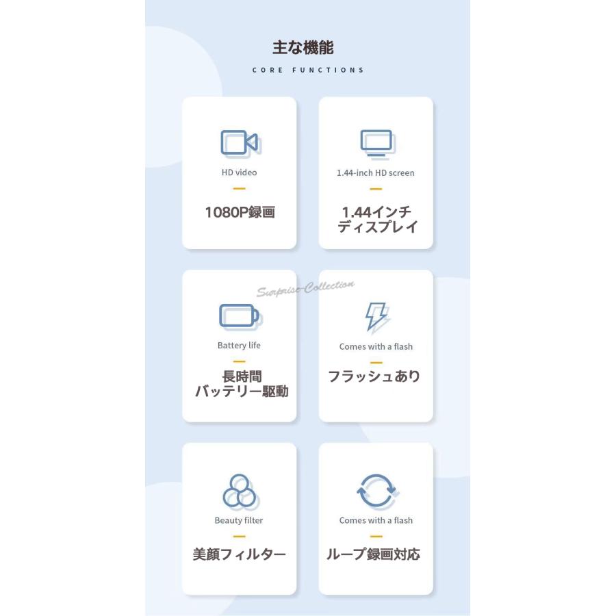 1080P高画質 超小型VLOGカメラ 録画録音 美顔フィルター フラッシュ 1 