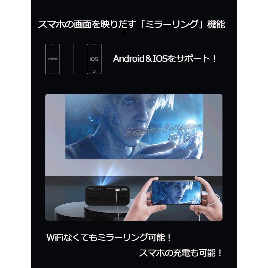 小型プロジェクター 1080P 内蔵スピーカー 100"スクリーン対応 iOS/Android対応 内蔵スピーカー リモコン Led 家庭用 ホームシアター｜surprise-collection｜04