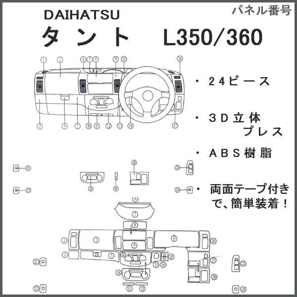 タント L350/360 3Dインテリアパネル 24ピース : アヴィレスストア