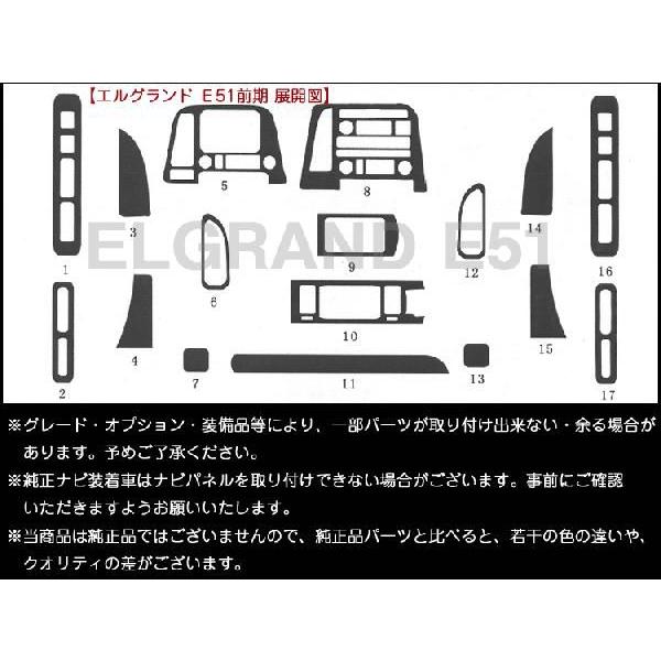 送料無料　エルグランドＥ51　前期　３Ｄインテリアパネル　17P