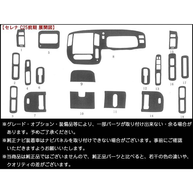 送料無料 セレナ C25 前期 3D インテリアパネル 18P : アヴィレス