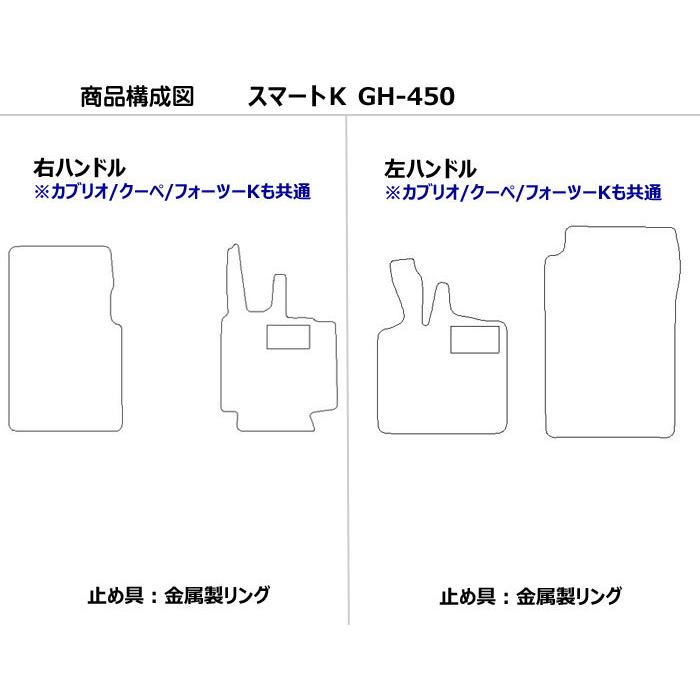 SMART　スマートK　スマートカブリオ　スマートクーペ　スマートフォーツーK　GH-450　フロアマット｜surprise-parts｜02