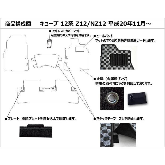 24・25日限定P10倍」日産 キューブ 12系 Z12 NZ12 フロアマット 高品質 