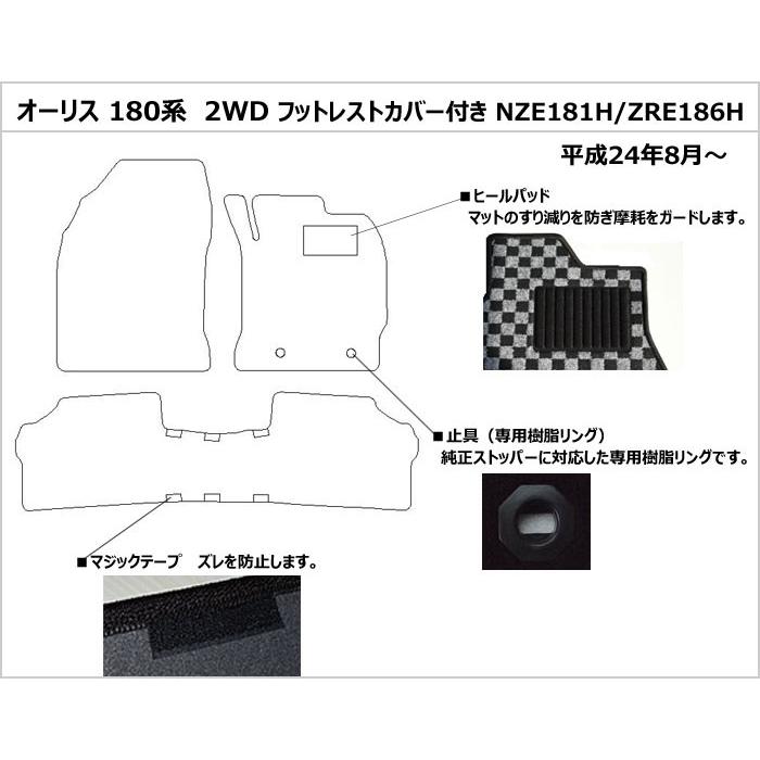 厚さ20mm 高級マット トヨタ　オーリス　180系　フロアマット 「最高級フロアマット」｜surprise-parts｜03