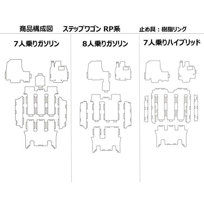 ホンダ　ステップワゴン　ステップワゴンスパーダ　RP系　ハイブリッド車　フロアマット　ガソリン車