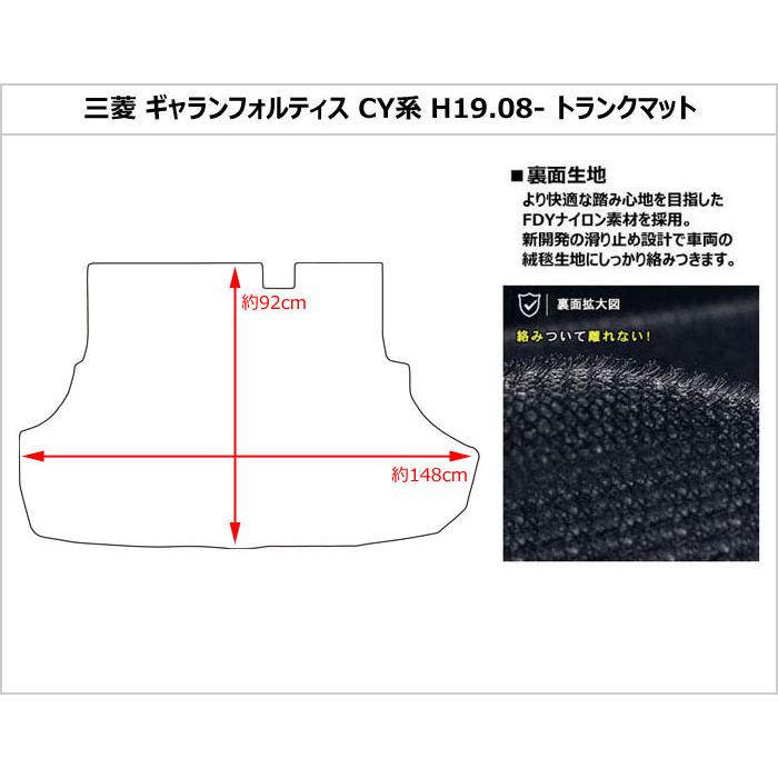 「P11倍 25日26日」防水マット 三菱 ギャランフォルティス CY系 ラゲッジマット フロアマット トランクマット カーボン柄｜surprise-parts｜02