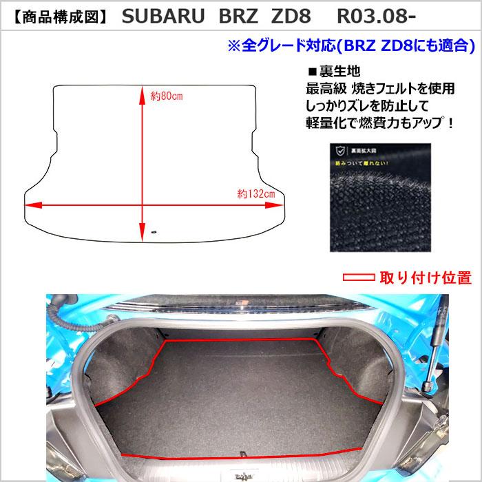 防水マット スバル 新型 BRZ ZD8 ラゲッジマット フロアマット トランクマット カーボン柄｜surprise-parts｜02